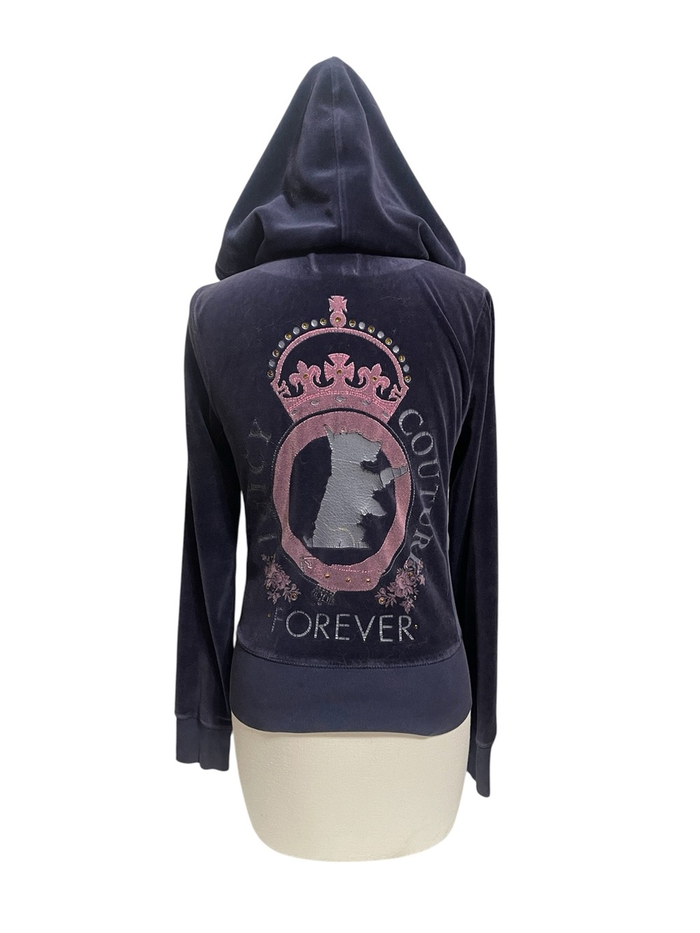 Y2K Juicy Couture Navy Velour Zip Up Hoodie